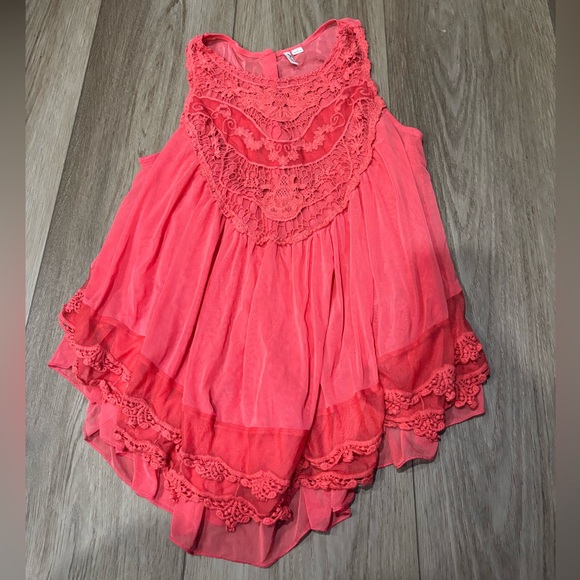 Coral Sleeveless Lace ultra pink large tank - Picture 1 of 3